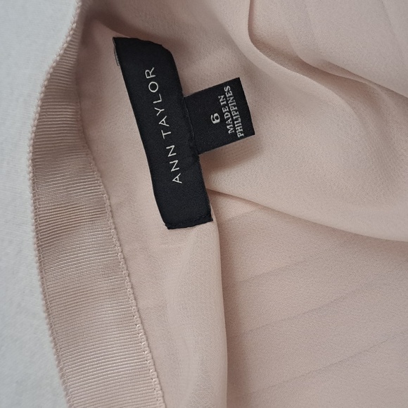 Ann Taylor pleated chiffon a line midi skirt cream off white sz6 - Picture 8 of 11